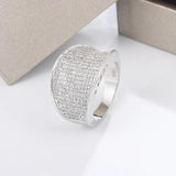 Silver Big Band Ring Zircon Stone Wedding Jewelry