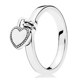 925 Sterling Silver Sparkling Rose Love Lock Heart Ring For Women