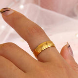 Romantic Star Moon Embossment Rings For Women Plated Basic Ring Jewelry