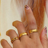 Romantic Star Moon Embossment Rings For Women Plated Basic Ring Jewelry