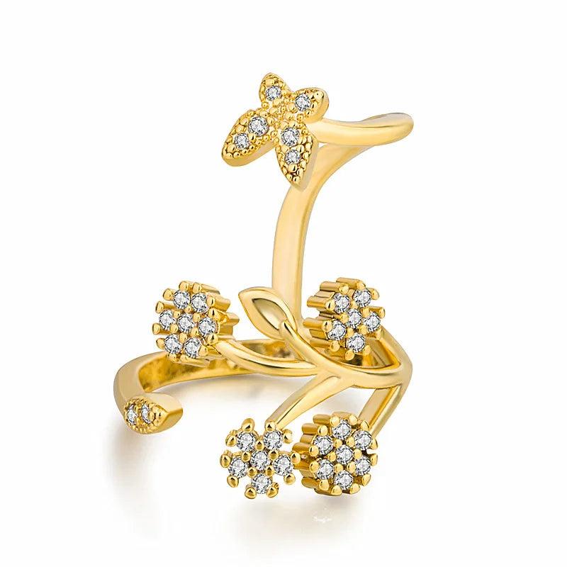 Butterfly Opening Ring 925 Sterling Silver Flower Finger Ring 3 Colors