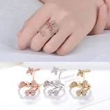 Butterfly Opening Ring 925 Sterling Silver Flower Finger Ring 3 Colors