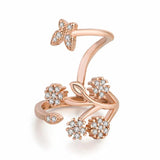 Butterfly Opening Ring 925 Sterling Silver Flower Finger Ring 3 Colors