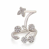 Butterfly Opening Ring 925 Sterling Silver Flower Finger Ring 3 Colors