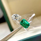 925 Silver Pear Cut Emerald Green Gemstone Open Ring