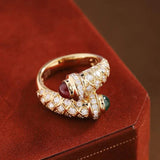 Vintage Glass Ring French Vintage Heavy Industry Plated Micro Studded