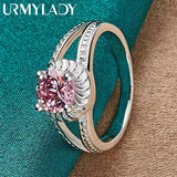 925 Silver Pink Zircon Ring For Women