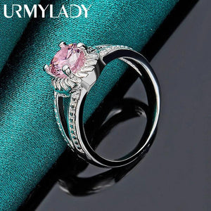 925 Silver Pink Zircon Ring For Women