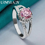 925 Silver Pink Zircon Ring For Women
