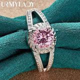 925 Silver Pink Zircon Ring For Women