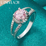 925 Silver Pink Zircon Ring For Women