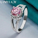 925 Silver Pink Zircon Ring For Women