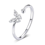 925 Silver Butterfly Tail Ring Adjustable Rings for Women