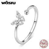925 Silver Butterfly Tail Ring Adjustable Rings for Women