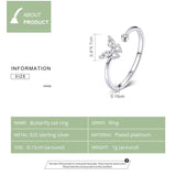 925 Silver Butterfly Tail Ring Adjustable Rings for Women