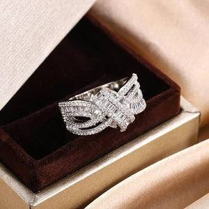 925 Silver Wedding Party Ring Bow Zircon Jewelry