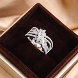 925 Silver Wedding Party Ring Bow Zircon Jewelry
