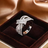 925 Silver Wedding Party Ring Bow Zircon Jewelry