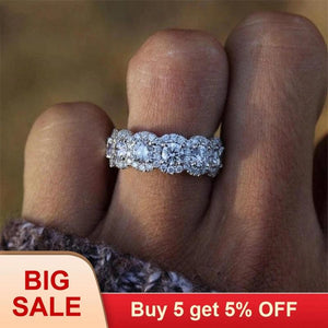 925 Silver Boho Zircon Engagement Wedding Ring for Women