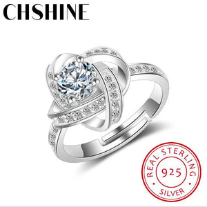 Crystal Clover Ring 925 Sterling Silver