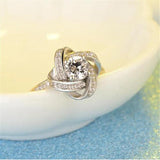 Crystal Clover Ring 925 Sterling Silver