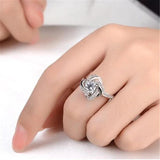 Crystal Clover Ring 925 Sterling Silver