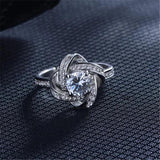 Crystal Clover Ring 925 Sterling Silver