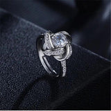 Crystal Clover Ring 925 Sterling Silver