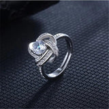 Crystal Clover Ring 925 Sterling Silver