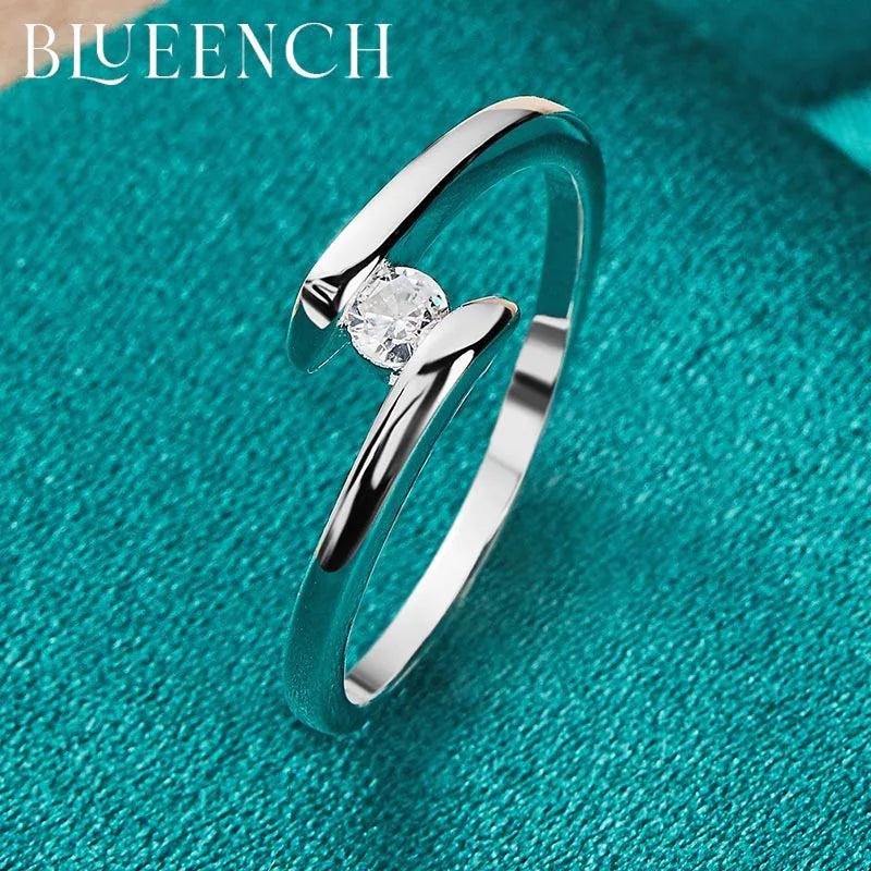 925 Silver Zircon Ring Women Proposal Wedding Charm Jewelry