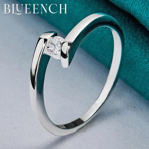 925 Silver Zircon Ring Women Proposal Wedding Charm Jewelry