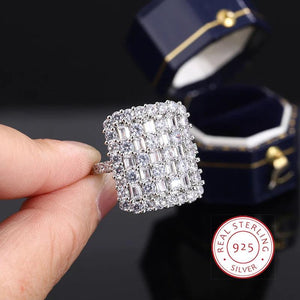 925 Silver Ring Women's Diamond Zircon Engagement Ring