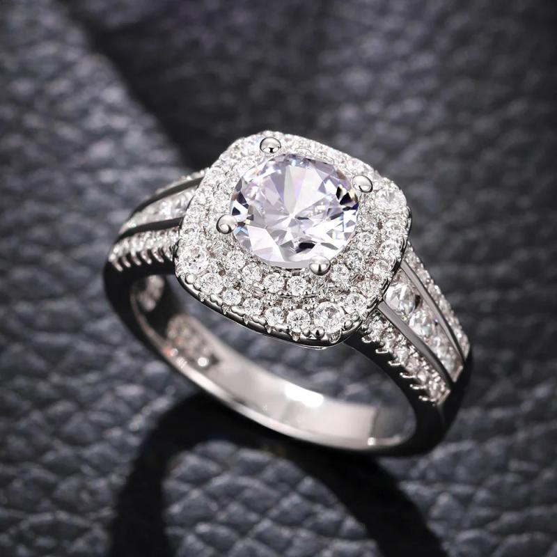 925 Silver Double Layered Zircon Ring for Women