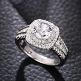 925 Silver Double Layered Zircon Ring for Women