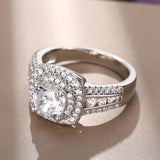 925 Silver Double Layered Zircon Ring for Women