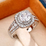 925 Silver Double Layered Zircon Ring for Women