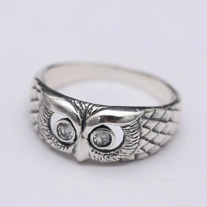 925 Silver Owl Ring Zircon Adjustable Vintage Jewelry Gift