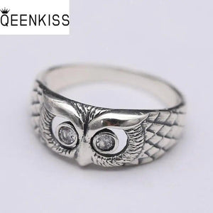 925 Silver Owl Ring Zircon Adjustable Vintage Jewelry Gift