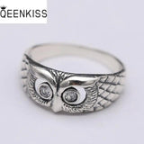 925 Silver Owl Ring Zircon Adjustable Vintage Jewelry Gift
