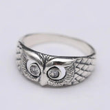 925 Silver Owl Ring Zircon Adjustable Vintage Jewelry Gift