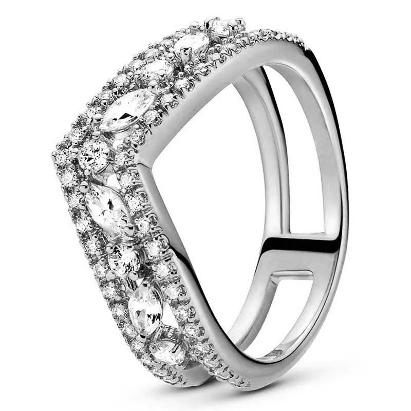 925 Silver Triple-row Single-row Love Infinity Knot Ring
