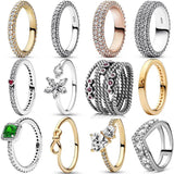 925 Silver Triple-row Single-row Love Infinity Knot Ring