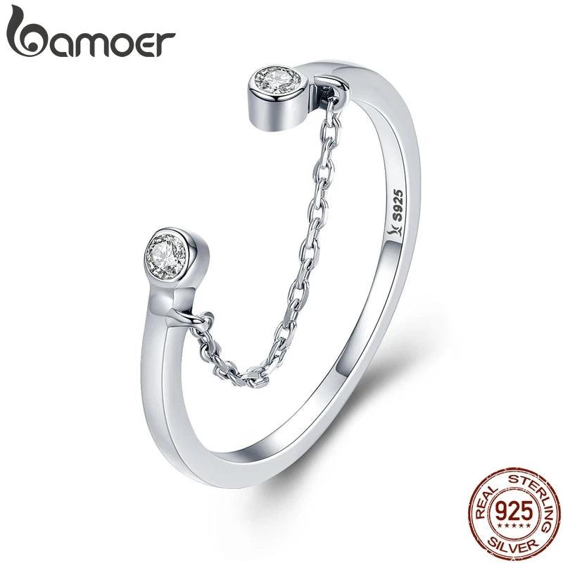 925 Sterling Silver Tassel CZ Finger Ring Women Jewelry