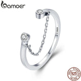 925 Sterling Silver Tassel CZ Finger Ring Women Jewelry