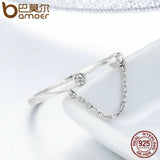 925 Sterling Silver Tassel CZ Finger Ring Women Jewelry