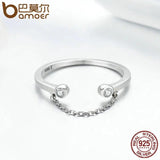 925 Sterling Silver Tassel CZ Finger Ring Women Jewelry