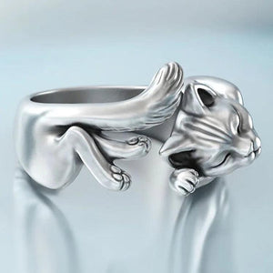 Vintage Cat Rings Women Jewelry 925 Sterling Silver Ring