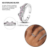 925 Silver Zircon Open Ring for Women Engagement Anniversary Gift