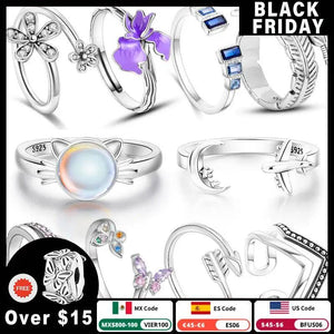 925 Silver Zircon Open Ring for Women Engagement Anniversary Gift
