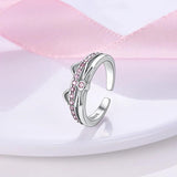 925 Silver Zircon Open Ring for Women Engagement Anniversary Gift